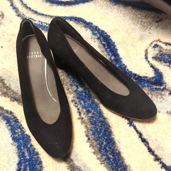 Stuart Weitzman textured Napa leather block heels - Picture 1 of 11